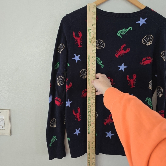 Talbots Sweater Navy Blue BY THE SEA Pullover Lobster Nautical Ocean Size Large - Picture 9 of 9